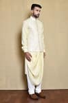 Buy_Arihant Rai Sinha_Cream Kurta Silk Embroidery Thread Bundi And Set 