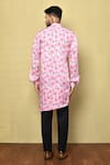 Shop_Arihant Rai Sinha_Pink Kurta Silk Printed Lotus Set _at_Aza_Fashions