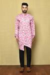 Buy_Arihant Rai Sinha_Pink Kurta Silk Printed Lotus Set _Online_at_Aza_Fashions