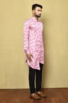 Arihant Rai Sinha_Pink Kurta Silk Printed Lotus Set _at_Aza_Fashions