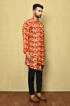 Arihant Rai Sinha_Orange Cotton Embroidery Scallop Print Kurta And Pyjama Set_at_Aza_Fashions