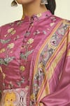 Khwaab by Sanjana Lakhani_Purple Soft Dola Silk Print Acanthus Bloom Mandarin Collar Anarkali With Dupatta_at_Aza_Fashions