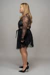 Shop_Leh Studios_Black 100% Viscose Embellished Lace Round Club Dress  _Online_at_Aza_Fashions