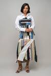 Buy_Leh Studios_Multi Color Cotton Patchwork Collared Repurpose Embroidered Corset Shirt _at_Aza_Fashions