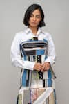 Shop_Leh Studios_Multi Color Cotton Patchwork Collared Repurpose Embroidered Corset Shirt _at_Aza_Fashions
