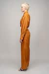 Shop_Leh Studios_Orange 100% Viscose Straight Trouser  _Online_at_Aza_Fashions