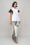 Buy_Leh Studios_Black Cotton Collared Vase Color Blocked Top _Online_at_Aza_Fashions
