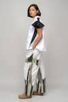 Leh Studios_Black Cotton Collared Vase Color Blocked Top _at_Aza_Fashions