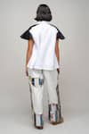 Shop_Leh Studios_Black Cotton Collared Vase Color Blocked Top _at_Aza_Fashions