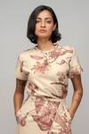 Shop_Leh Studios_Off White Wool Round Neck Garden Print T-shirt _at_Aza_Fashions