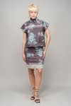 Buy_Leh Studios_Blue Wool High Neck Aurora Borealis Garden Print Top _at_Aza_Fashions