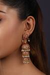 Shop Just Jewellery Gold Plated Stone Studded Layered Jhumkas at Aza Fashions Shop_Just Jewellery_Gold Plated Stone Studded Layered Jhumkas _at_Aza_Fashions