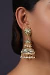Shop Just Jewellery Gold Plated Bead Drop Layered Jhumkas at Aza Fashions Shop_Just Jewellery_Gold Plated Bead Drop Layered Jhumkas _at_Aza_Fashions