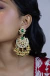 Shop_Just Jewellery_Gold Plated Beads, Diamonds Kundan Studded Chandbalis _at_Aza_Fashions
