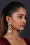Buy_Just Jewellery_Gold Plated Kundan Lotus Carved Layered Chandbalis _at_Aza_Fashions