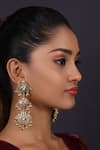 Shop_Just Jewellery_Gold Plated Kundan Lotus Carved Layered Chandbalis _at_Aza_Fashions
