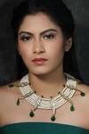 Shop_Just Jewellery_White Kundan Pearl Embellished Necklace _at_Aza_Fashions