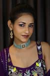 Buy_Just Jewellery_Blue Bead Studded Choker _at_Aza_Fashions