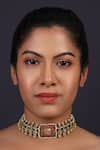 Buy_Just Jewellery_Red Kundan Embellished Choker _at_Aza_Fashions