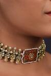 Shop_Just Jewellery_Red Kundan Embellished Choker _at_Aza_Fashions
