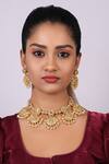 Shop_Just Jewellery_Gold Plated Kundan Work Necklace_at_Aza_Fashions