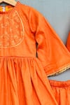 Label Neeti_Orange Cotton, Linen Zari, Beads Embroidered Peplum Kurta Sharara Set _Online_at_Aza_Fashions