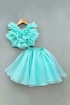 Buy_Label Neeti_Green Organza, Cotton, Linen Ruffles Top And Lehenga Set _at_Aza_Fashions
