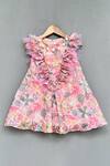 Buy_Label Neeti_Pink Cotton, Linen Bows Bloom Print Ruffled Dress _at_Aza_Fashions