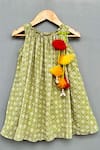 Buy_Label Neeti_Green Georgette, Cotton Tassels Geometric Print Dress _at_Aza_Fashions