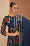 Buy_Neha Khullar_Blue Viscose Chinon Printed And Embroidered Short Anarkali Pant Set  _Online_at_Aza_Fashions