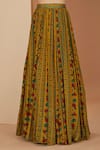 Neha Khullar_Yellow Viscose Chinon Printed And Embroidered Floral Stripe Lehenga Set _Online_at_Aza_Fashions