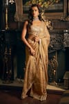 Buy_Seema Gujral_Gold Organza Embroidered Mirror Scoop Work Saree With Blouse  _at_Aza_Fashions