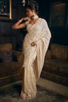 Buy_Seema Gujral_Ivory Georgette Embroidered Resham Floral Thread Saree With Blouse  _at_Aza_Fashions