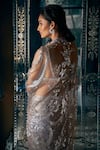Seema Gujral_Grey Net Embroidered Sequin Plunged And Crystal Saree With Blouse _Online_at_Aza_Fashions