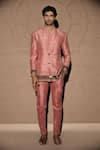 Buy_Jubinav Chadha_Pink Raw Silk Embroidery Sequin Border Blazer Set_at_Aza_Fashions