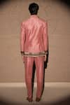 Shop_Jubinav Chadha_Pink Raw Silk Embroidery Sequin Border Blazer Set_at_Aza_Fashions
