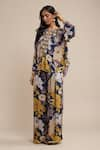 Buy_Ritu Kumar_Blue 100% Viscose Printed Floral Notched Short Kurta With Palazzo _Online_at_Aza_Fashions