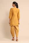 Shop_Ritu Kumar_Yellow Viscose, Silk Embroidery Round Neck Layered Kurta And Pant Set _at_Aza_Fashions
