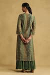 Shop_Ritu Kumar_Green 80% Cotton Printed Paisley Notched Kurta And Sharara Set _at_Aza_Fashions