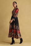 Ritu Kumar Black Cotton, Viscose Embroidery V-neck Bloom Print Pleated Empire Dress Online at Aza Fashions Ritu Kumar_Black Cotton, Viscose Embroidery V-neck Bloom Print Pleated Empire Dress _Online_at_Aza_Fashions