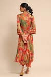 Shop_Ritu Kumar_Orange 100% Viscose Printed Blossom V Neck High-low Dress _at_Aza_Fashions