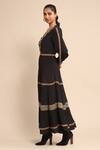 Ritu Kumar_Black 100% Viscose Embroidered Thread And Bead Work V Neck Tiered Dress _Online_at_Aza_Fashions