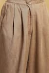 Ritu Kumar_Brown Cotton Viscose Plain Pleated Tapered Pant _at_Aza_Fashions