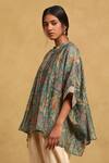 Buy_Ritu Kumar_Green Cotton, Silk Bandeau Neck Botanical Print Short Tunic_Online_at_Aza_Fashions