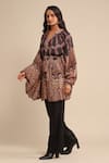 Ritu Kumar_Black 100% Silk Printed Kaleidoscope Abstract Band Collar Kaftan Tunic _Online_at_Aza_Fashions