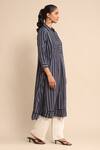 Buy_Ritu Kumar_Blue Cotton, Polyester Lace Collared Striped Pattern Shirt Kurta_Online_at_Aza_Fashions