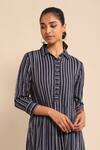Shop_Ritu Kumar_Blue Cotton, Polyester Lace Collared Striped Pattern Shirt Kurta_Online_at_Aza_Fashions