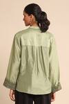 Shop_Ritu Kumar_Green Cotton, Silk Embroidery Collared And Shirt _at_Aza_Fashions