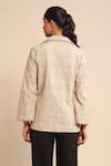 Shop_Ritu Kumar_Beige 100 % Cotton Woven Textured Lapel Collar Jacket _at_Aza_Fashions