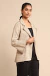 Buy_Ritu Kumar_Beige 100 % Cotton Woven Textured Lapel Collar Jacket _Online_at_Aza_Fashions